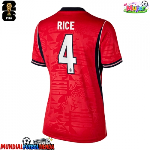 Camiseta Inglaterra Declan Rice #4 Segunda Equipación Replica Mundial 2026 para mujer mangas cortas